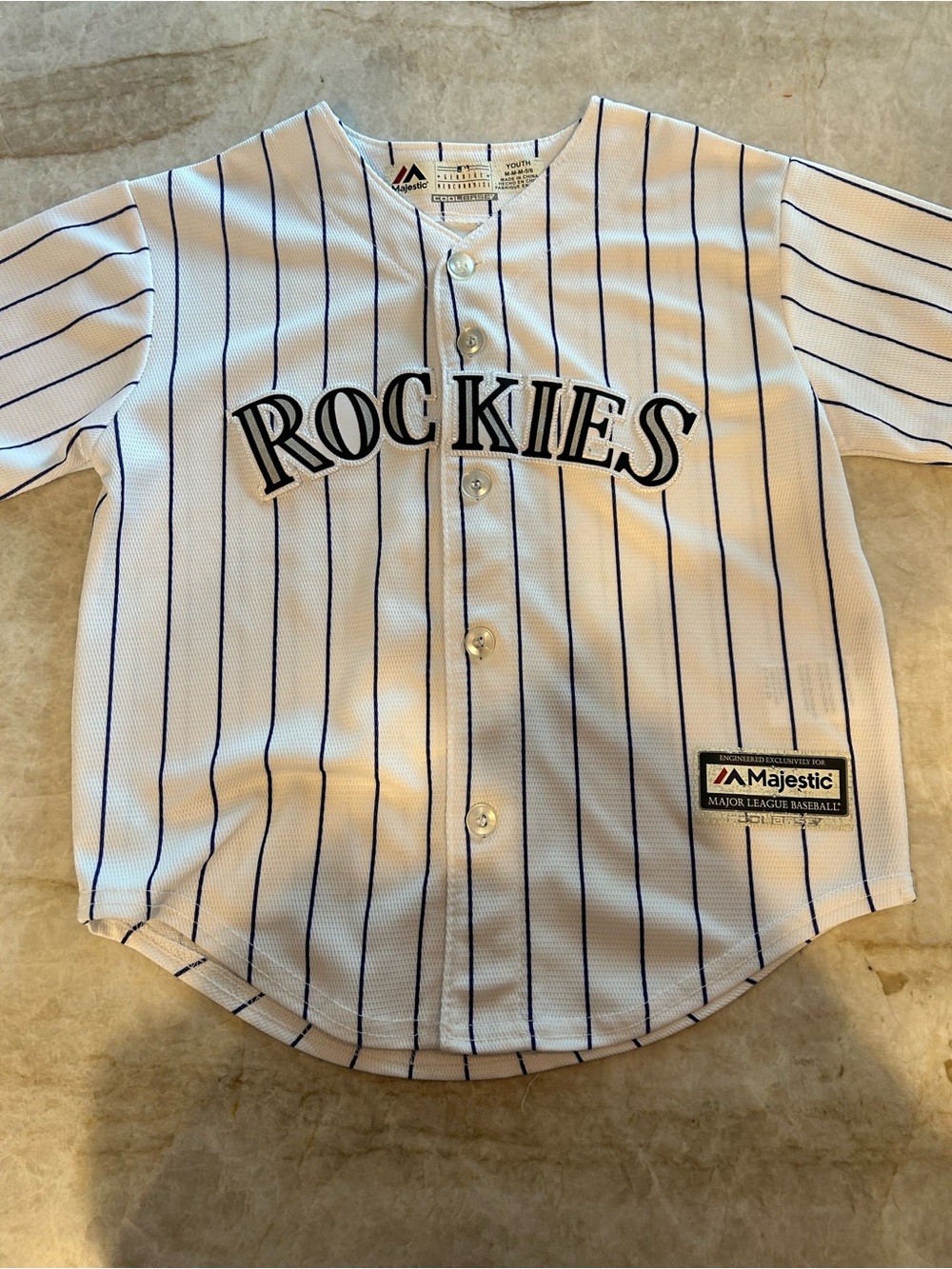 Majestic Colorado Rockies Youth M 5/6 Pinstripe Jersey